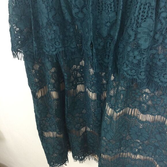 Maeve Anthropologie Womens Elsa Lace Peplum Cap Sleeve Dress Teal Blue Size XS - Picture 7 of 11